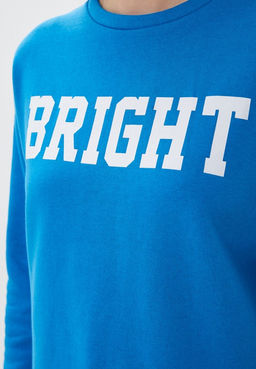 Голубая толстовка с текстовым принтом - Incity фото 7