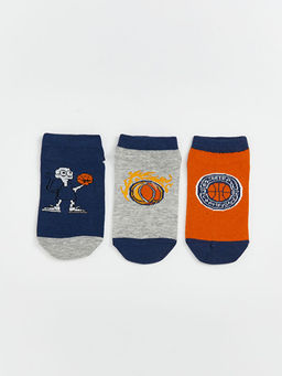 Desenli Erkek ?ocuk Patik ?orap 3l?