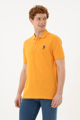 Мужская темно-желтая базовая футболка с воротником-поло Неожиданная скидка в корзине