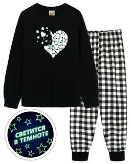 Пижама для девочки 91232 черный/черная клетка 870 Lets go - Let's go фото 14