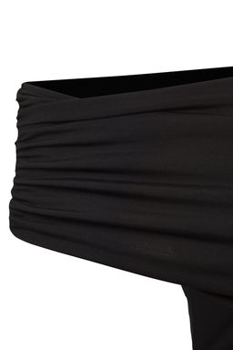 TRENDYOLMILLA Limited Edition Siyah S?rt Transparan Detayl? Orme Abiye Elbise TPRSS25AE00062  фото 4