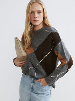 Baklava Desenli Kad?n Triko Kazak