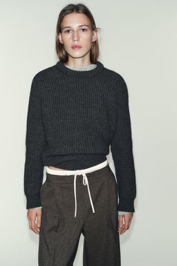 HOUNDSTOOTH WIDE-LEG TROUSERS WITH DOUBLE WAISTBAND - Zara фото 2