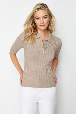 Vizon Basic Polo Yaka T-Shirt Gorunumlu Ince Bluz TWOSS20BZ0112