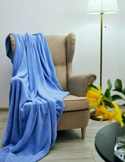 Покрывало-плед КОРАЛ-флис Небесный 200*220 см.