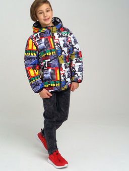 12211377 Куртка текстильная с полиуретановым покрытием для мальчиков, разноцветный