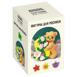 Набор для творчества "Роспись по гипсу. Весенний мишка" фигурка + краски с кистью (НР_57021, ТРИ СОВЫ)