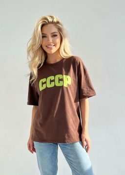 K13331 Футболка (плотный хлопок) КОРИЧНЕВЫЙ