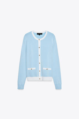CONTRAST TRIM KNIT CARDIGAN - Zara фото 6