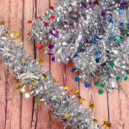 Цена за 10 шт. Мишура Глянец звёзды d-7 см, 200 см, микс