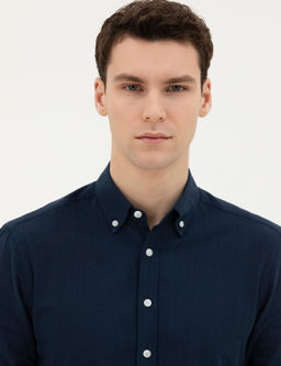 Lacivert Slim Fit Uzun Kollu G_mlek