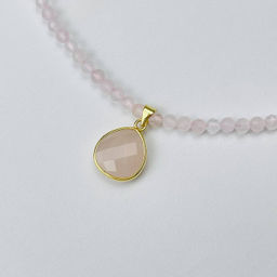 Бусы из Розового кварца с кулоном 42 см +