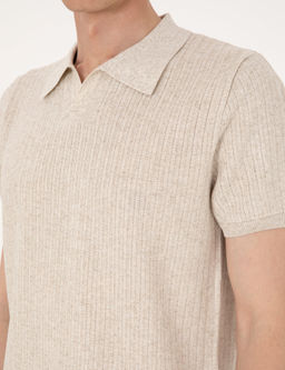 Bej Slim Fit Polo Yaka Triko Ti__rt - Pierre cardin фото 7