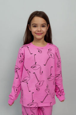 Хлопковая пижама для девочки из футера с начесом Happyfox