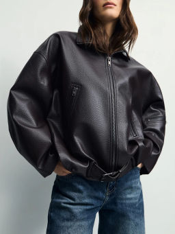 Куртка-бомбер из искусственной кожи с ремнем / Zarina