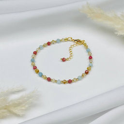 Браслет для Весов из Аквамарина,Рутилового кварца и Родонита - Радуга самоцветов фото 2