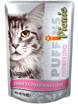 Puffins Picnic пауч д\кошек 85 г.Соус Ягнёнок 1/26 4640021010570  фото 2