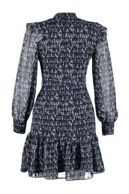 Trendyolmilla Lacivert Kusakl? Belden Ac?lan F?rf?r Detayl? Mini Astarl? Dokuma K?sl?k Elbise TWOAW24EL00740  фото 14