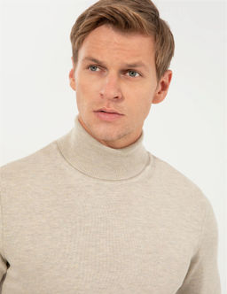 Kum Melanj Slim Fit Bal_k__ Yaka Basic Triko Kazak - Pierre cardin фото 3
