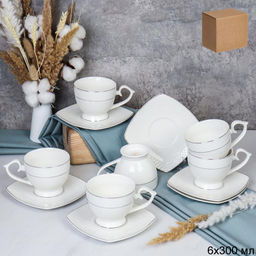 Чайный набор 12 предметов 260 мл на ножке / GREY-GA2-12G /уп 8/ костяной