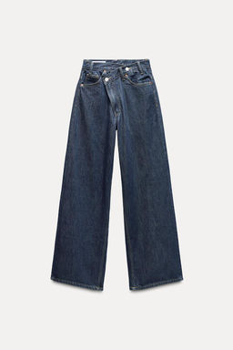 HIGH-WAIST TRF WIDE-LEG JEANS WITH CROSSOVER WAISTBAND - Zara фото 7