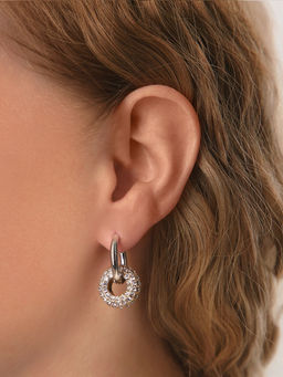 Серьги со съёмным элементом Трансформер круги, цвет серебро с золотом