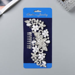 Гребень для волос «Саманта», цветочный, 14.5×6.5 см, серебро