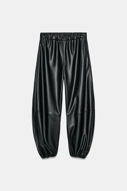 ZW COLLECTION LEATHER EFFECT BALLOON TROUSERS - Zara фото 4