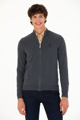 U. S. Polo Assn Мужской базовый трикотажный кардиган антрацитового меланжа - U.s. polo assn фото 15