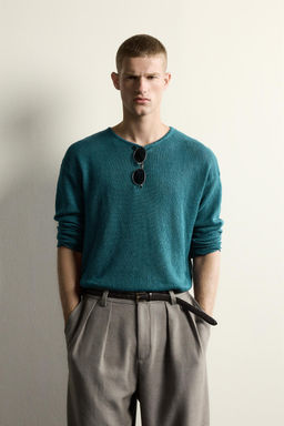 JERSEY RELAXED FIT 100% C??AMO / Verde azul - Zara фото 2