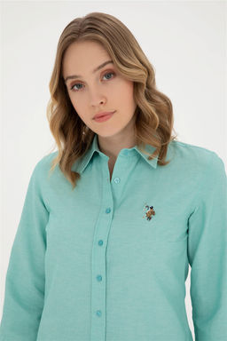 U. S. Polo Assn / Женская мятная базовая рубашка с длинным рукавом - U.s. polo assn фото 2