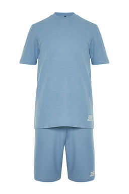 TRENDYOL MAN Mavi Regular Fit Waffle Sortlu Pijama Tak?m? TMNSS23PT00032 - Trendyolmilla фото 48