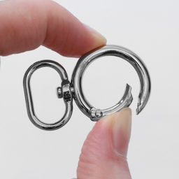 Кольцо-карабин, двойной, d=20/29 мм, толщина - 4.5 мм, с креплением 19.5×3 мм, 5 шт., цвет серебряный