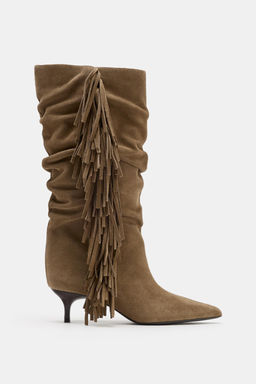 BOTA FLECOS SERRAJE / Tostado oscuro - Zara фото 4