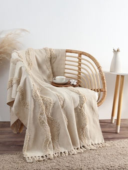 Плед «Этель», 125×150 см, с таффингом, бежевый