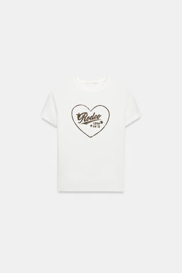 CAMISETA MANGA CORTA TEXTO / Blanco - Zara фото 3
