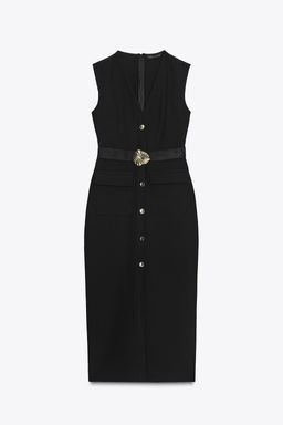 BELTED CREPE MIDI DRESS - Zara фото 5