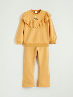 Bebe Yaka K?z ?ocuk Sweatshirt ve Tayt Pantolon