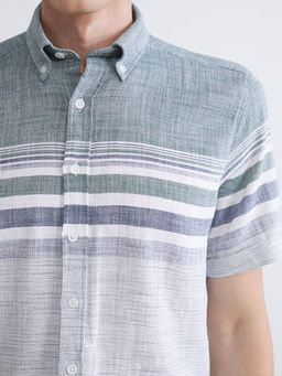 Regular Fit K?sa Kollu ?izgili Arm?rl? Erkek G?mlek