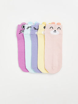 Desenli K?z ?ocuk Patik ?orap 5li