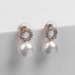 Серьги с жемчугом Грейс на колечке, цвет белый в золоте