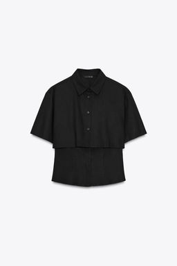 FITTED DOUBLE-LAYER LINEN BLEND SHIRT - Zara фото 12