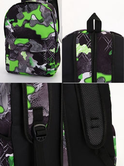 Рюкзак школьный на молнии, с карманами, с абстрактным принтом, размер 30?13?42 см, с принтом, чёрный