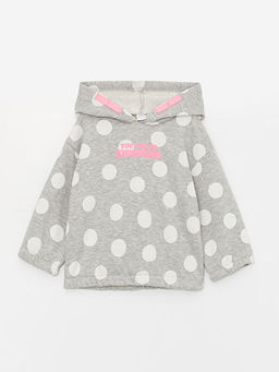 Uzun Kollu Bask?l? K?z Bebek Hoodie