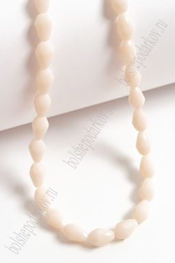 Бусины стеклянные, матовые, на леске "Капля" 8*11 мм (SF-662) светло-персиковый №511