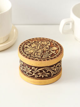 Шкатулка круглая "Машенька", 8,5х5см, береста