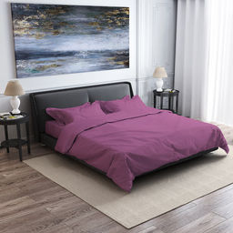 Постельное белье, комплект Евро Макси Сирень, 4 предмета: пододеяльник 240х215см на кнопках, простыня 220х240см, 2 наволочки 50х70см с клапаном-запахом, перкаль 115г/м2, хлопок 100%, упаковка классическая ПВХ 34,5х41см, Домашняя мода (Россия)