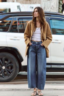 JEANS Z1975 BARREL TIRO ALTO COSTURAS / Azul medio