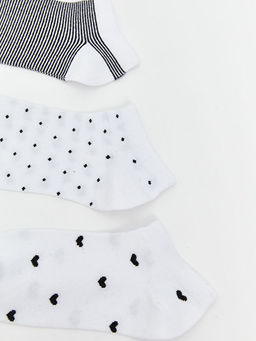 Bask?l? Kad?n Patik ?orap 3l?