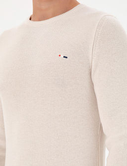 Erkek Slim Fit Bisiklet Yaka Krem Basic Kazak - U.s. polo assn фото 7